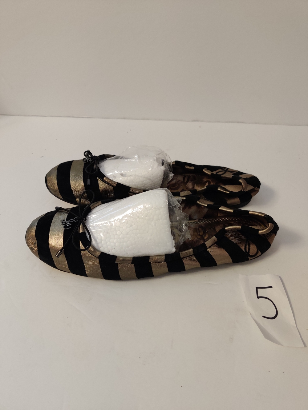 Sam Edelman Felicia Ballet Flat Striped Black & Gold US 8